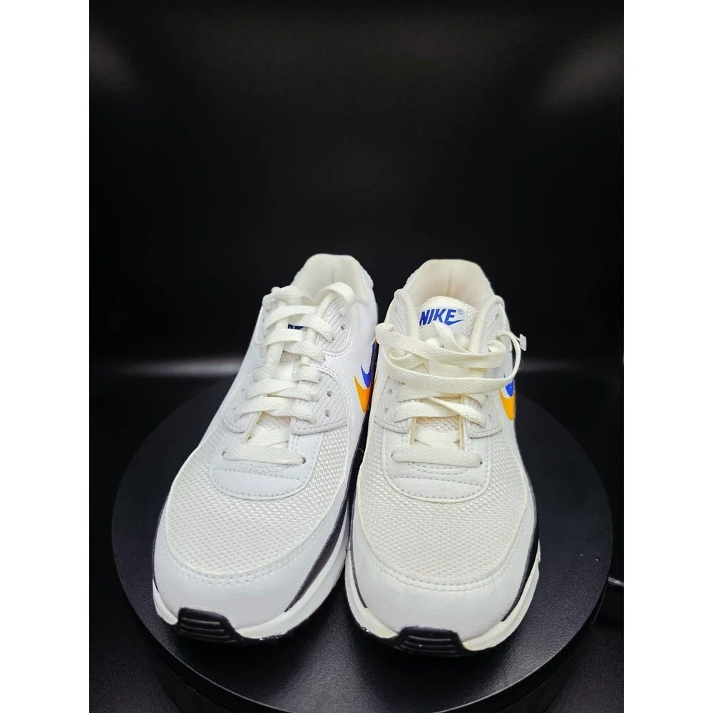 Nike Air Max 90 GS NN Unisex Kids Low Top Lace-Up White/Blue US 6.5 Women/5Youth